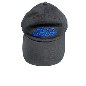 Bud Light Embroidered Hat Black Adjustable Strap Dad Cap Retro Y2K Beer Promo